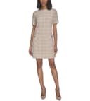 Halston Patch-Pocket Short-Sleeve Tweed Shift Dress MSRP $139