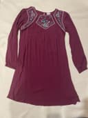 Blue Rain Tunic Shift Dress- Size Small.  Burgundy/Raspberry With Embroidery