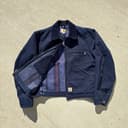 Carhartt Detroit Jacket Navy Lined Made in USA Work Jacket Size L 52" Chest