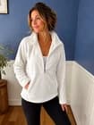Tek Gear Women’s M White Polyester Fleece 1/4 Zip Mock Neck Pullover Sweatshirt