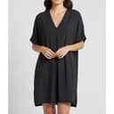 NWT CHICO'S Black Flowy Georgette V-NECK MINI-DRESS SHIFT  Tunic Top 0 (US S)
