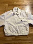 Carhartt WIP OG Detroit White Canvas Cotton Zip Bomber Jacket Men's Size S