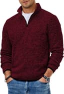 Men's Thermal Fleece Quarter Zip Pullover Sweater Warm Long Sleeve Golf Casual