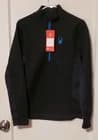 Spyder Men's Waffle-Knit Polyester 1/4 Zip Pullover Sweater Black Mock Neck S