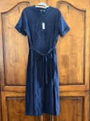 NWT Banana Republic Linen-Blend Utility Midi Shift Dress Navy SIZE S