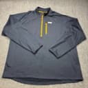 Orvis Fleece Lined Sweater Mens XL Blue 1/4 Zip Pullover Mock Neck Chest Pocket