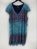 Ashley Stewart Womens Multicolor Ombre Short Sleeve Sequin Shift Dress Sz 26/28