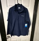 Columbia Mens Blue Fleece 1/4 Zip Pullover Mock Neck Logo Size L