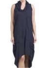 For Cynthia Oversized Linen Blend Dress Sz S Pleated Cowl Neck Hi-Low Lagenlook
