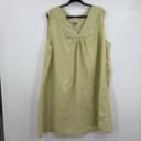 J. Jill Dress Womens 4X Green Linen Shift Sleeveless V-Neck Pleated Breathable