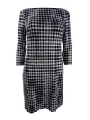 Jessica Howard Women's Petite Houndstooth Glitter-Knit Shift Dress
