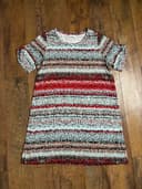 Calvin Klein Abstract Stripe T-Shirt Shift Dress Sz L Short Sleeve Casual