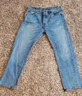 Levis Jeans Mens 34x30 501 Straight Leg Blue Denim Button Fly Nice Condition