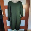 Boden Ottoman Green Knit Shift Dress US 9 Long Sleeve Round Neck Pockets 