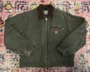 Vintage Carhartt Detroit Jacket J97 ARG Army Green Blanket Lined Mens Large