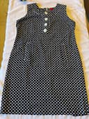 Sunset Rd Womens 14 Linen Cotton Blend Polka Dot Sleeveless Dress Retro Classic