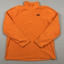 The North Face Sweater Men Large Orange Solid Fleece 1/4 Zip Pullover Hiking L *