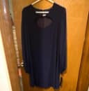 Tiana B Women's Blue Solid Chiffon Sheer Lined Shift Dress Balloon Sleeve 14
