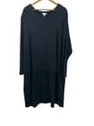 J Jill Womens Pure Jill Luxe Tencel Long Sleeve Layered Dress 4X Black Stretch