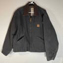 Carhartt Detroit Jacket J97 BLK Black Blanket Plaid Lined Brown Collar Mens XL