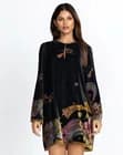 Johnny Was Jade Ringo mini Dress in wonder years print Long Sleeve Size L