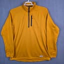 Orvis Mens Medium Mustard Yellow Waffle Knit Quarter Zip Pullover Fleece Jacket
