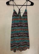 Milly Silk Chiffon Multicolor Geometric Strappy Mini Slip Dress Women M