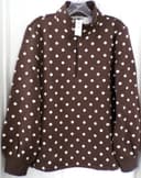 NWT NEW T BY TALBOTS LARGE COZY FLEECE POLKA DOT HALF ZIP PULLOVER TOP $99.50