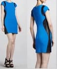 Diane Von Furstenberg DVF Pele Leather Panel Knit Sheath Dress Women 6 Career