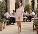 Worthington Women's Shift Dress Size PM Nude Color  Long Sleeves 1SD2645