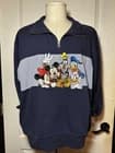 Disney Parks Mickey & Friends Seersucker Quarter Zip Pullover Navy Large