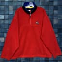 VINTAGE Tommy Hilfiger Sweater Adult XL Red Fleece Half Zip Pullover Stand Collar Mens