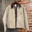 Vintage Duxbak Blanket Lined Khaki Jacket Detroit Canvas Contrast Brown Collar L