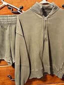 aerie OFFLINE By Aerie Cloud Fleece Seamed Quarter Zip Sweatshirt and shorts