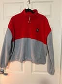 Old Navy Red and Gray Half-Zip Fleece Pullover