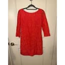 Vince Camuto Women’s Red Floral Lace Shift Dress Size 4 Exposed Back Zip