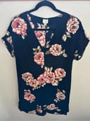 a new day navy blue shift dress with floral design