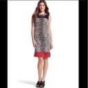 WHBM leopard red black color block dress T24