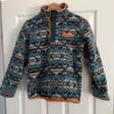 Boys Medium Columbia Fleece Pullover Orange And Green Sherpa